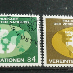 NATIUNILE UNITE VIENA 1980 – DECADA FEMEII, HARTA LUMII, serie stampilata, AE2