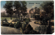 Cluj Kolozsvar,ilustrata circulata 1914,chioscul,parcul,locul de promenada foto