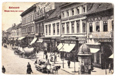 Cluj Kolozsvar ilustrata animata 1910 centru cu carute,calaret,pravalii, foto