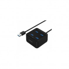 Hub USB Orico DH4U-U3 USB 3.0 Ultra-Mini Hub Negru foto