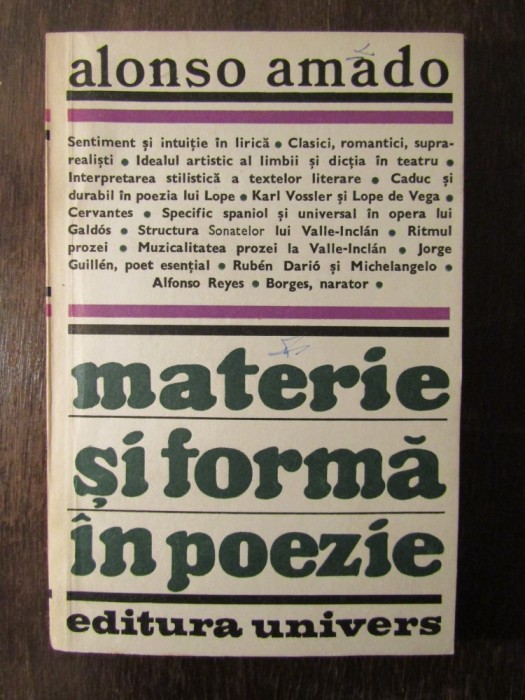 MATERIE SI FORMA IN POEZIE-ALONSO AMADO