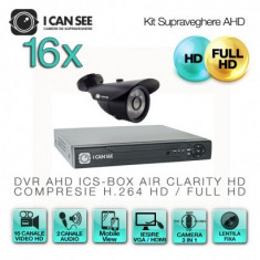 Kit AHD ICS-KU100-16S, cu 16 camere ICSS-UHD1000B + DVR ICS-AIR CLARITY HD foto