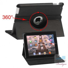 Husa Flip Cu Stand Apple iPad 3 Piele PU Si Rotatie 360 Grade Neagra foto