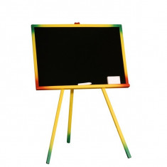 Tablita de scris pentru copii, 65x95 cm, rama color, stativ lemn foto