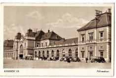 Cluj Kolozsvar gara,ilustrata animata,masini de epoca,birje 1940 foto