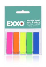 Index autoadeziv dreptunghiular, sticky notes 12x45 mm, culori neon, EXXO foto