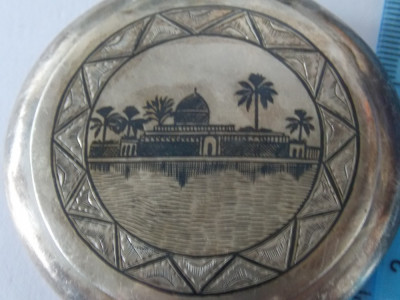 Pudriera argint vintage &amp;quot;Egypt Oasis&amp;quot; -1589 foto