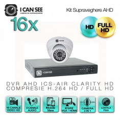 Kit AHD ICS-KU100-16P, cu 16 camere ICSP-UHD1000 + DVR ICS-AIR CLARITY HD foto