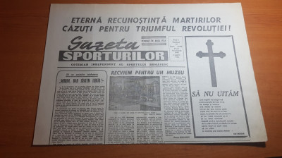 ziarul gazeta sporturilor 12 ianuarie 1990-interviu marius lacatus,art.revolutie foto