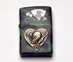 Bricheta tip - Zippo - militara - Casino - carti poker - craniu foto