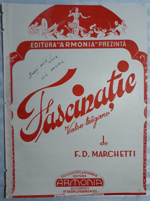 PARTITURA MUZICALA VECHE - FASCINATIE - VALSE TZIGANE