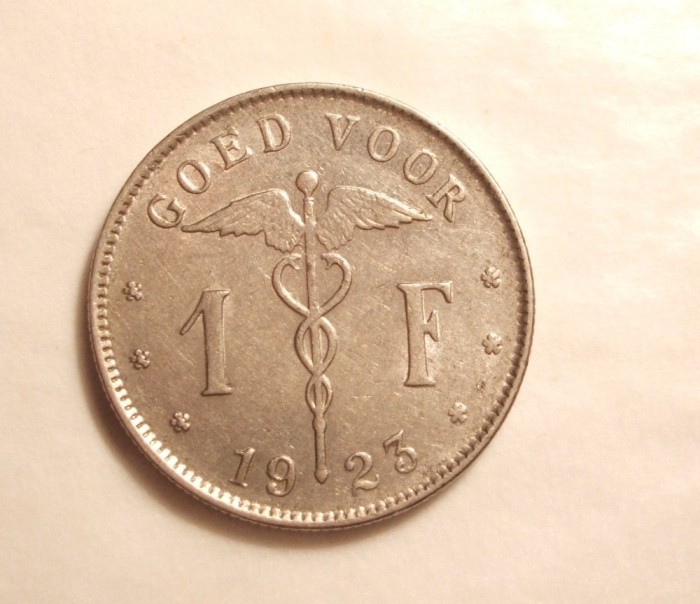 BELGIA 1 FRANC 1923 XF / VARINATA FLAMANDA