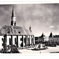 Cluj Kolozsvar Biserica Sf.Mihail,statuia Matei Corvin ilustrata aprox 1940