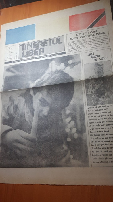 ziarul tineretul liber 12 ianuarie 1990-editie in care toate cuvintele plang