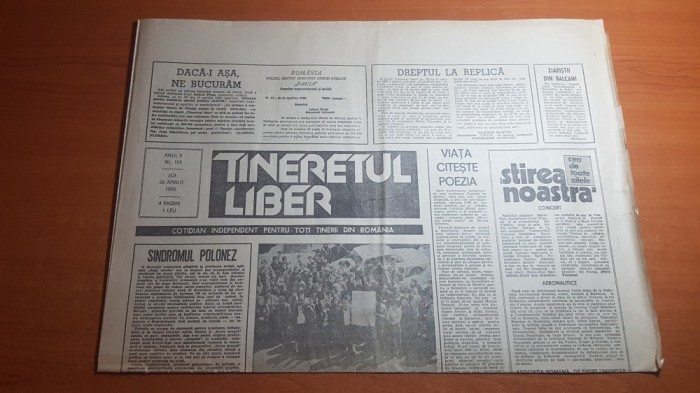 ziarul tineretul liber 26 aprilie 1990- articolul &quot; iadul de la copsa mica &quot;