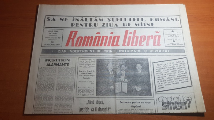 ziarul romania libera 11 ianuarie 1990-articole despre revolutie