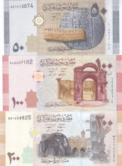 Bancnota Siria 50, 100 si 200 Pounds 2009 - P112-114 UNC ( set x3 bancnote ) foto