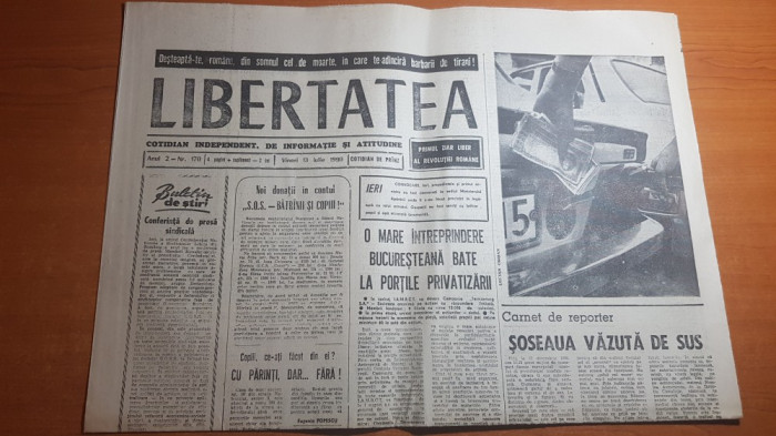 ziarul libertatea 13 iulie 1990