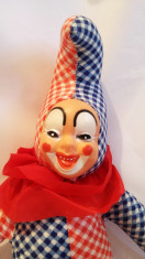 Clovn clown vechi, papusa jucarie veche, fata cauciuc, 39 cm foto