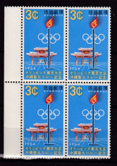 RyuKyu 1964 sport olimpiada MI 153 bloc de 4 MNH w49 foto