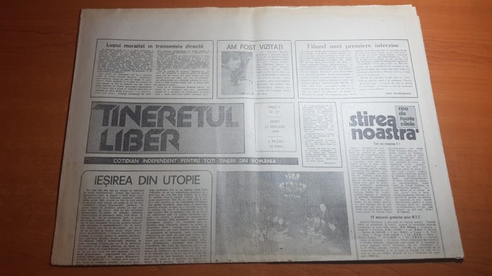 ziarul tineretul liber 23 ianuarie 1990-articolul &quot; iesirea din utopie &quot;