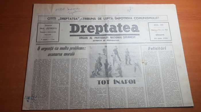 ziarul dreptatea 23 iunie 1990-articole despre mineriada