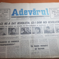 ziarul adevarul 23 ianuarie 1990-sondaj de opinie pe strada despre revolutie