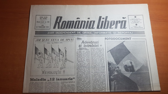 ziarul romania libera 22 februarie 1990-articolul &quot; maladia 12 ianuarie &quot;