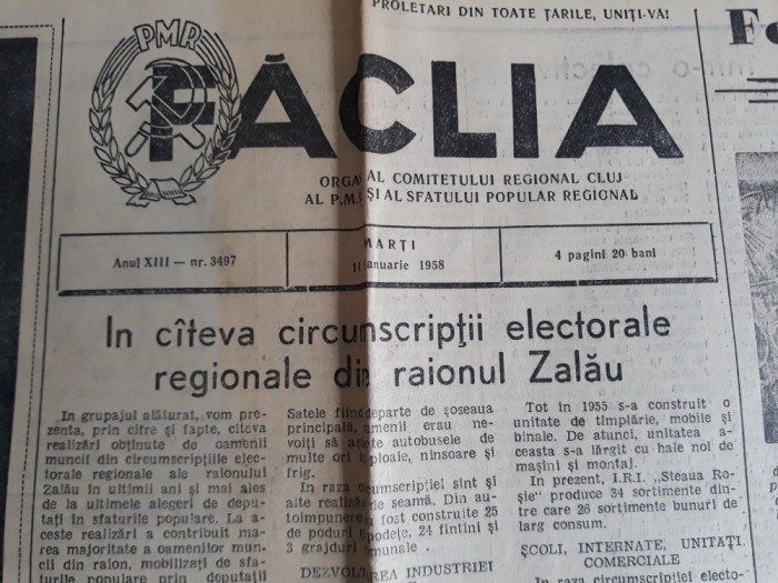 ZIARE VECHI - FACLIA - CLUJ - ANUL 1958 - ORGAN AL COMITETULUI REGIONAL PCR foto mare ZIARE VECHI - FACLIA - CLUJ - ANUL 1958 - ORGAN AL COMITETULUI REGIONAL PCR foto mare