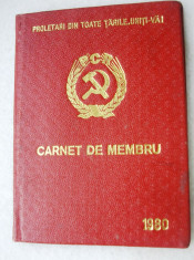 Carnet membru PCR 1980 foto