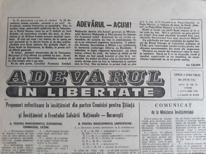 ZIAR "ADEVARUL IN LIBERTATE" CLUJ - ANUL II NR. 11 - EXPRESIE A OPINIEI PUBLICE foto mare ZIAR "ADEVARUL IN LIBERTATE" CLUJ - ANUL II NR. 11 - EXPRESIE A OPINIEI PUBLICE foto mare
