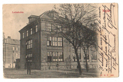 CPI B 10216 CARTE POSTALA - VEJLE. SCOALA LATINA, DANEMARCA, 1905 foto