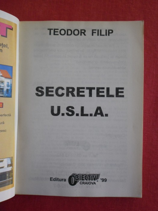 Secretele USLA -Teodor Filip-Editura Obiectiv 1999 foto mare Secretele USLA -Teodor Filip-Editura Obiectiv 1999 foto mare