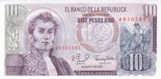 Bancnota Columbia 10 Pesos Oro 1980 - P407g UNC foto