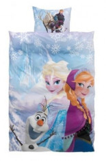 Lenjerie de pat copii FROZEN DISNEY Elsa si ANNA +2 buc cearceaf pat foto