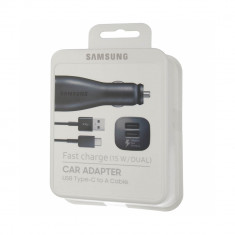 Incarcator Auto Type-C Samsung Dual USB 2A Fast Charge Black (cablu detasabil inclus) foto