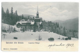 584 - SINAIA, Romania, Peles Tower in winter - old postcard - unused - 1903, Necirculata, Printata