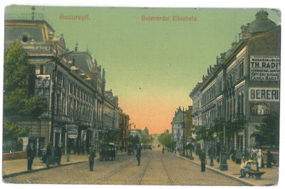 1804 - BUCURESTI, Elisabeth Ave. - old postcard - used - 1908 foto