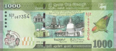 Bancnota Sri Lanka 1.000 Rupii 2018 - PNew UNC ( comemorativa ) foto