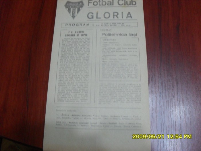 program Gloria Buzau - Poli Iasi foto mare program Gloria Buzau - Poli Iasi foto mare
