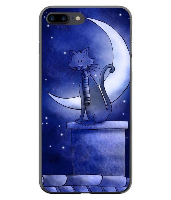 Husa Blue Cat And The Moon APPLE Iphone 7 Plus foto mare Husa Blue Cat And The Moon APPLE Iphone 7 Plus foto mare