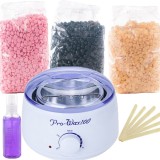 Kit Epilare Ceara Elastica Pro Wax Triple: Incalzitor, 3x500g Ceara Granule, Ulei, Spatule