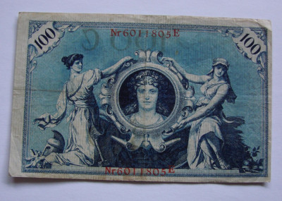 Bancnota 100 mark 1908 serie rosie - Germania foto