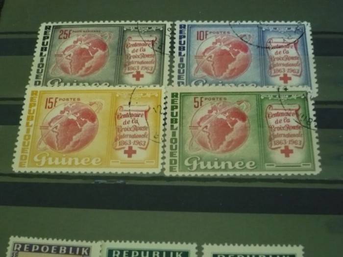 GUINEEA 1963 - CRUCEA ROSIE. GLOBUL PAMANTESC, serie stampilata, PT8