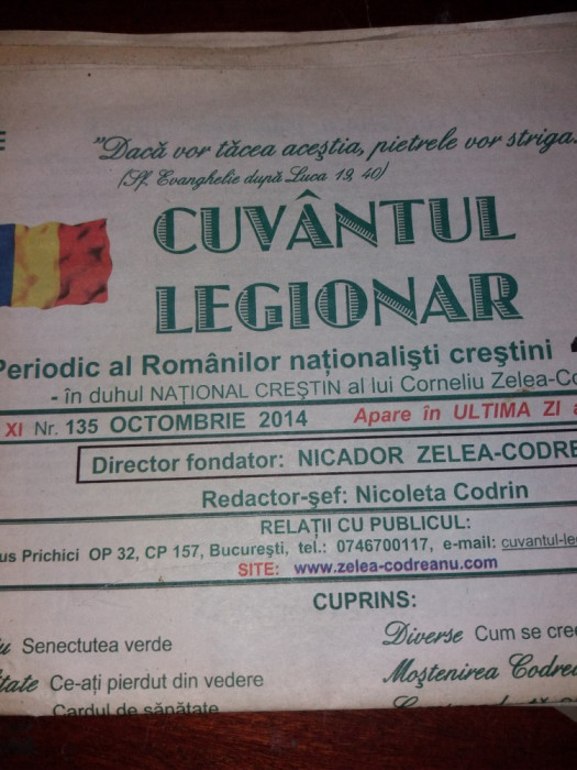 CUVANTUL LEGIONAR OCTOMBRIE 2014