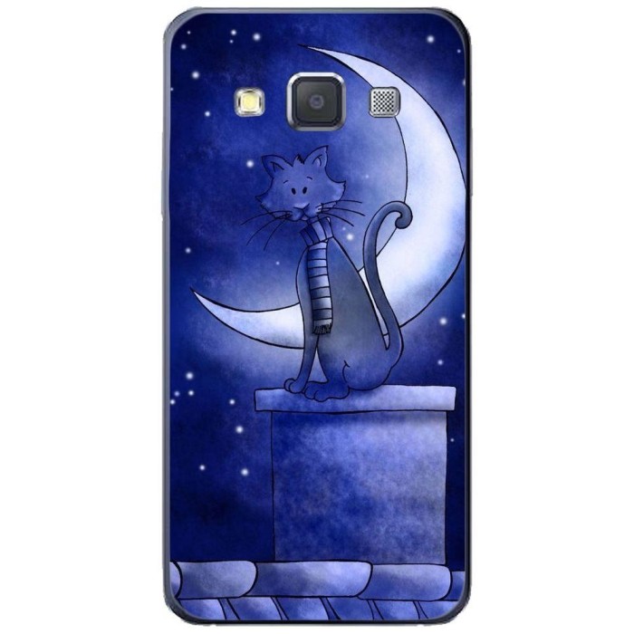 Husa Blue Cat And The Moon SAMSUNG Galaxy A3 foto mare Husa Blue Cat And The Moon SAMSUNG Galaxy A3 foto mare