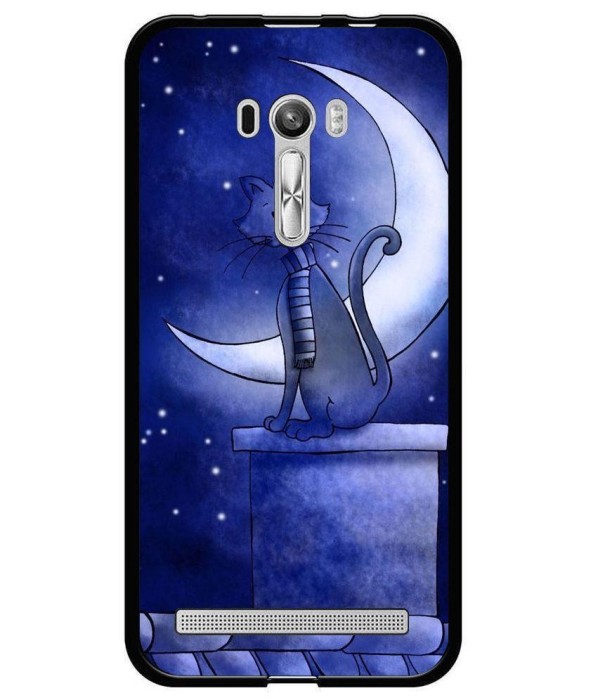 Husa Blue Cat And The Moon ASUS Zenfone Selfie Zd551kl foto mare Husa Blue Cat And The Moon ASUS Zenfone Selfie Zd551kl foto mare