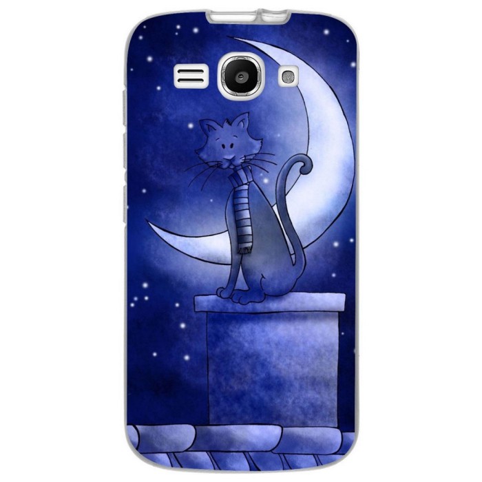 Husa Blue Cat And The Moon HUAWEI Ascend Y520 foto mare Husa Blue Cat And The Moon HUAWEI Ascend Y520 foto mare