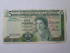 Rara! Gibraltar 5 Pounds 1975 foto