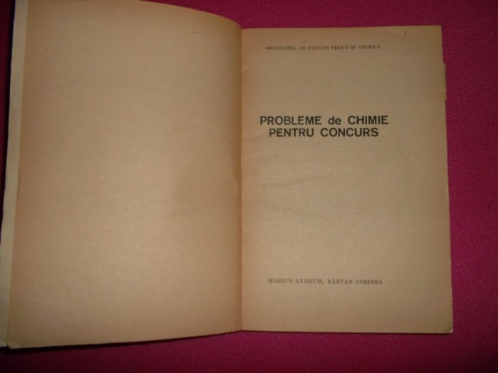 Probleme de chimie pentru concurs/ marius andruh/1978 foto mare Probleme de chimie pentru concurs/ marius andruh/1978 foto mare